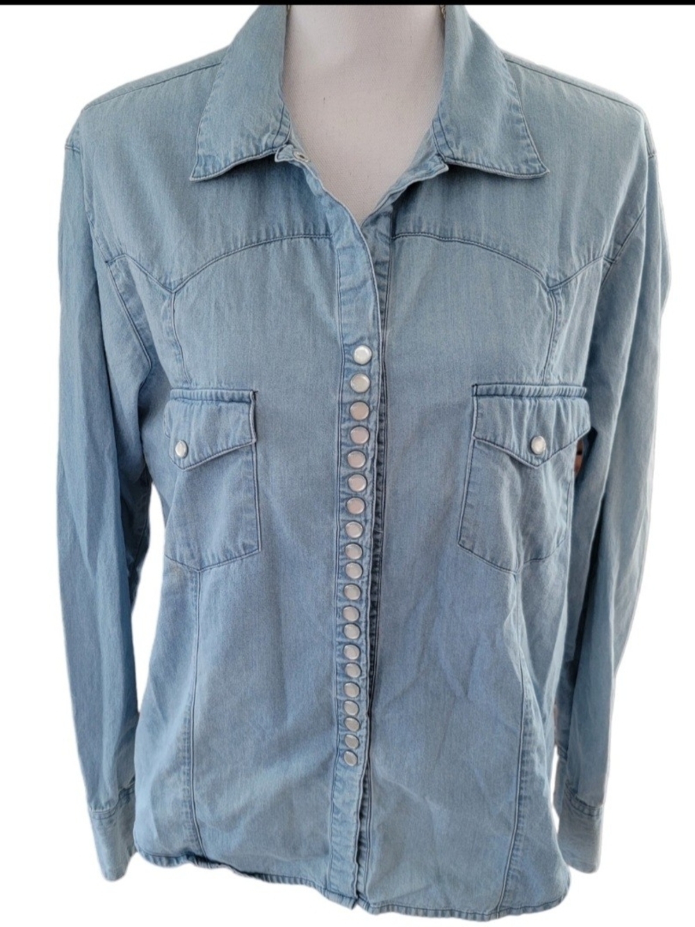 Scully Light Blue Denim PEARL Snap-Front Shirt Western